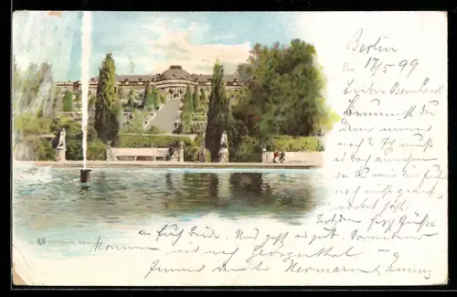 Lithographie Potsdam, Schloss Sanssouci