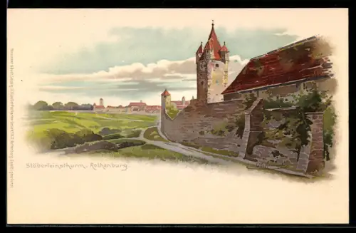 Künstler-Lithographie Otto Hammel: Rothenburg, Stöberleinsthurm