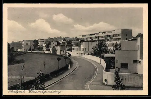 AK Stuttgart, Weissenhofsiedlung, Strassenpartie, Bauhaus