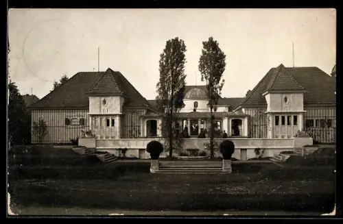 AK Dresden, Grosse Kunstausstellung 1908, Sächsisches Haus, Vorderansicht