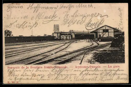 AK Avricourt, La gare, Frontière franco-allemande
