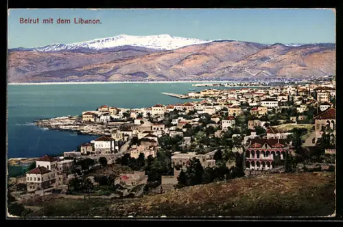 AK Beirut, Stadtansicht mit dem Libanon