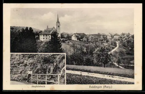 AK Baldingen /Aarg., Ortsansicht mit Kirche, Stapfelnbach
