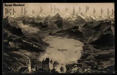 AK Thun, Berner Oberland mit Thunersee und Umgebung
