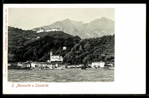AK San Mamette, Ortsansicht vom Wasser aus mit Blick auf das Schloss
