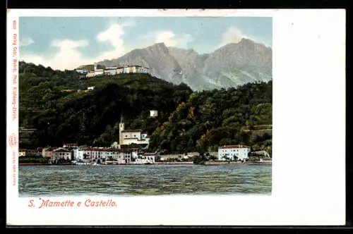 AK San Mamette, Ortsansicht vom Wasser aus mit Blick auf das Schloss