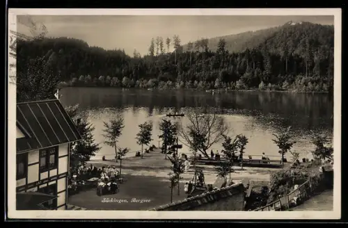 AK Säckingen, Ortspartie am Bergsee mit Waldcafe am Bergsee