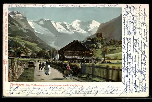 AK Frutigen, Die Tellenburg an der Strasse nach Kandersteg
