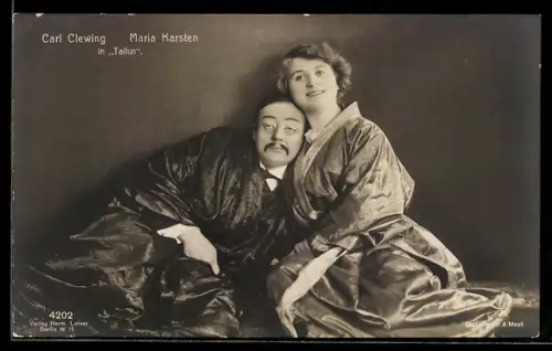 AK Theaterschauspieler Carl Clewig und Theaterschauspielerin Maria Karsten in Taifun