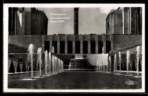 AK Paris, Exposition Internationale 1937, Les Bassins et Fontaines du Trocadero, Weltfachausstellung
