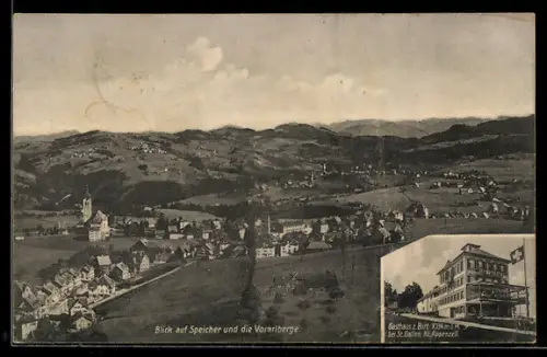 AK Speicher, Totalansicht mit Vorarlberge, Gasthaus Birt