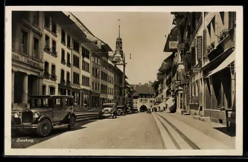 AK Lenzburg, Strassenpartie mit Gasthaus zum Bären