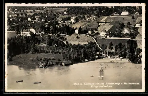 AK Seengen, Schloss Brestenberg am Hallwilersee, Bad u. Kurhaus Schloss Brestenberg vom Flugzeug aus