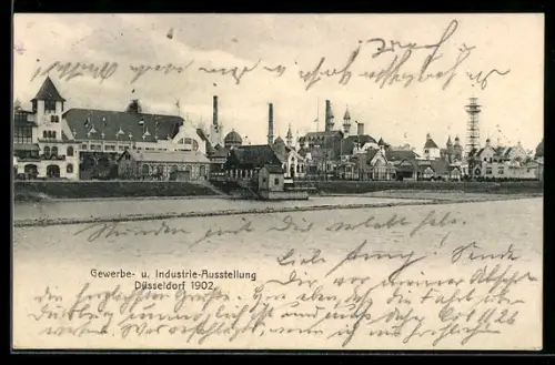 AK Düsseldorf, Gewerbe- und Industrie-Ausstellung 1902, Panoramablick