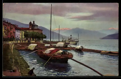Künstler-AK Photochromie Nr.: 3254, Lago Maggiore, Cannobio
