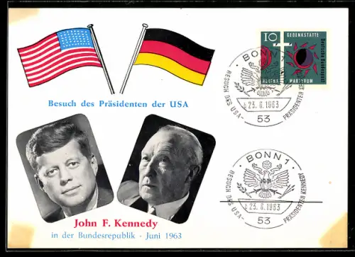 AK Berlin, USA Präsident John F. Kennedy zu Besuch 1963 bei Bürgermeister Willy Brandt