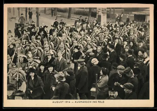 AK Aufmarsch ins Feld, Soldatenliebe, August 1914