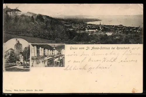AK Rorschach, St. Anna-Schloss und Ortsansicht