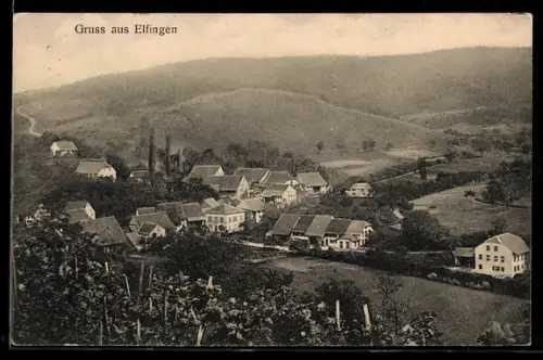 AK Elfingen, Ortsansicht aus der Vogelschau