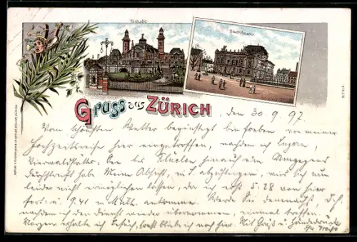 Lithographie Zürich, Tonhalle, Stadttheater
