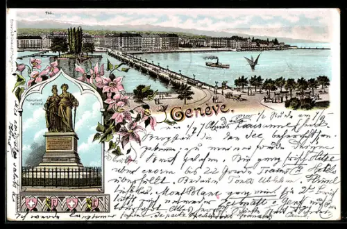 Lithographie Genève, Jetée, Monument national