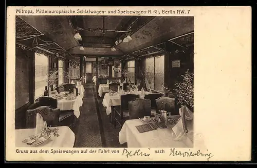AK Speisewagen der Mitropa