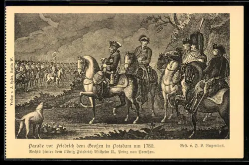 AK Potsdam, Parade vor Friedrich dem Grossen um 1780