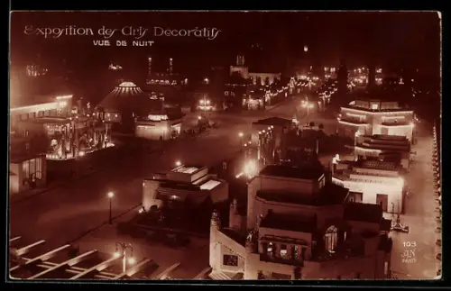 AK Paris, Exposition des Arts Decoratifs 1925, Vue de Nuit