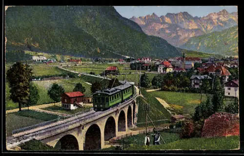 AK Mittenwald, Partie an der neuen Bahn, Eisenbahn