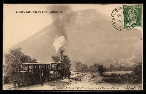 AK Puy de Dome, Vue prise du Bois des Charmes mit Bergbahn