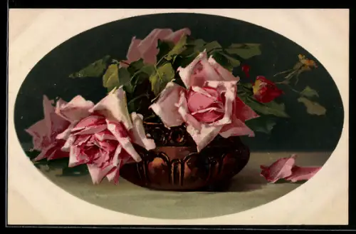 Künstler-AK Catharina Klein: Rosen in einer Vase