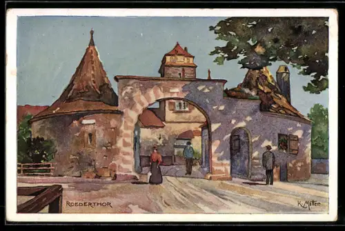 Künstler-AK K. Mutter: Rothenburg, Rodertor