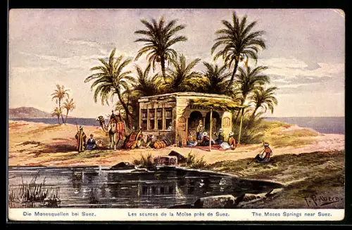 Künstler-AK Friedrich Perlberg: Suez, les sources de la Moise