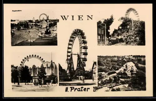 AK Wien, Wiener Prater, Riesenrad, Praterstern, Hochschaubahn