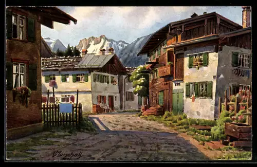 Künstler-AK Oberstdorf, Rehbergstrasse