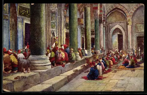 Künstler-AK Constantinople, türkische Moslems beim Beten