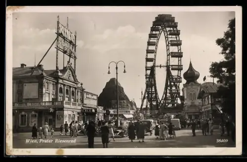 Foto-AK Wiener Prater, Lichtspieltheater, Kino, Riesenrad