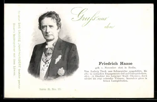AK Schauspieler Friedrich Haase Porträt