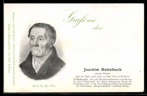 AK Joachim Nettelbeck, Preuss. Patriot, Bürgeradjutant in den Befreiungskriegen