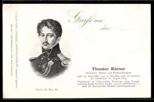AK Dichter und Freiheitskämpfer Theodor Körner