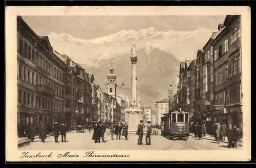 AK Innsbruck, Marie Theresienstrasse, Strassenbahn