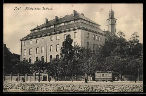 AK Kiel, Königliches Schloss mit Strassenbahn