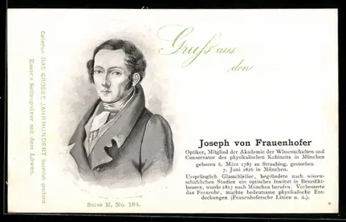 AK Joseph von Frauenhofer, Portrait des Optikers