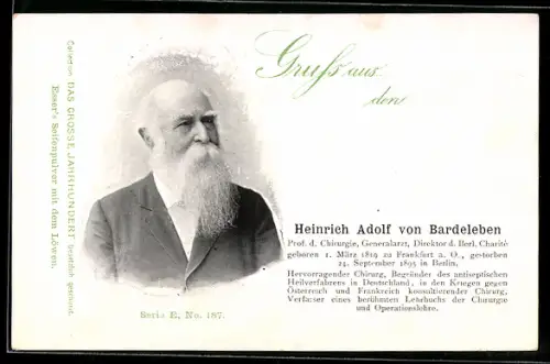 AK Generalarzt und Chirurg Heinrich Adolf von Bardeleben im Porträt