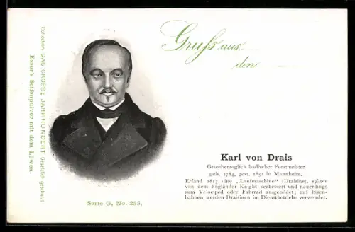AK Grossherzoglich badischer Forstmeister Karl von Drais