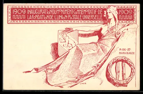 AK Inauguration du Monument com Memoratif de la Fondation l`union Postale Universelle 1909 Schweiz