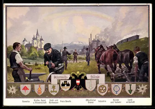 Künstler-AK Franz Jung-Ilsenheim: Oesterreichs Stände, Wappen