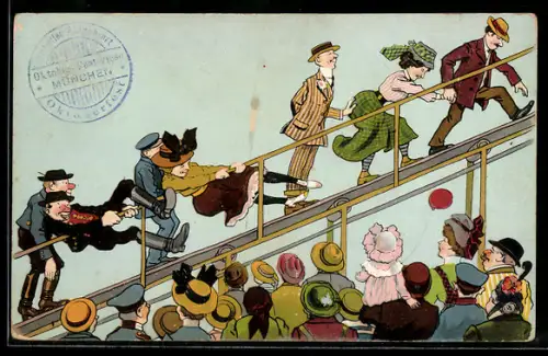 Künstler-AK Volksfest, Bausch`s humoristischer Toboggan