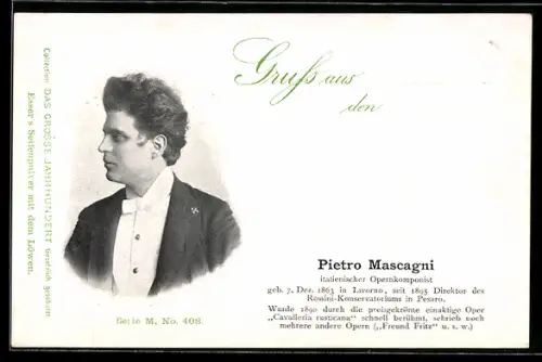 AK Pietro Mascagni im Profil, italienischer Opernkomponist