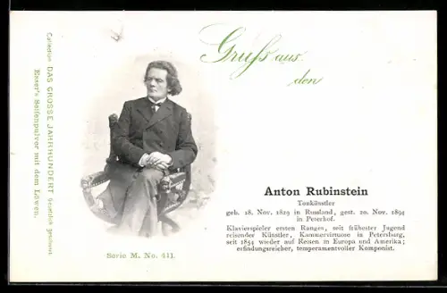 AK Tonkünstler Anton Rubinstein elegant auf einem Stuhl sitzend